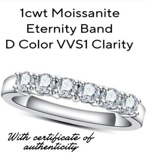 1ct Moissanite Eternity Ring Wedding Band D Color VVS1 Clarity